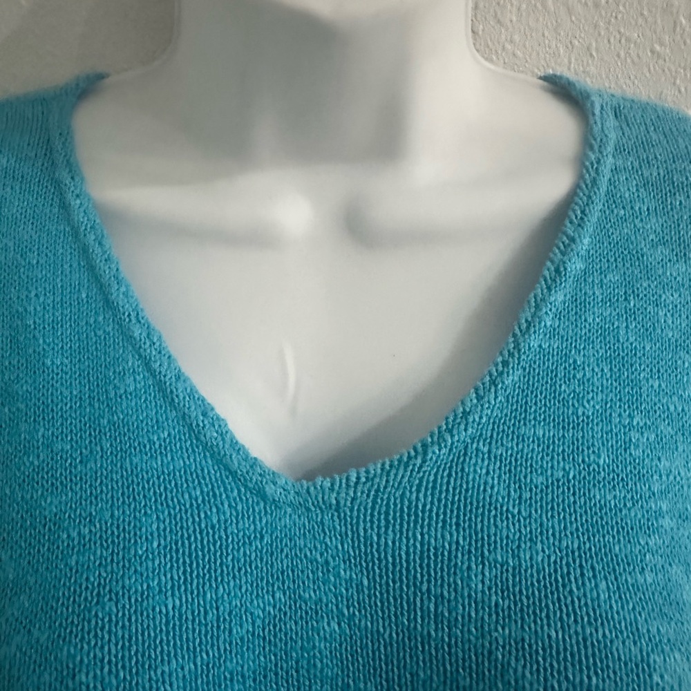 Sage aquamarine color V-Neck Women's Sweater - Picture 2 of 9